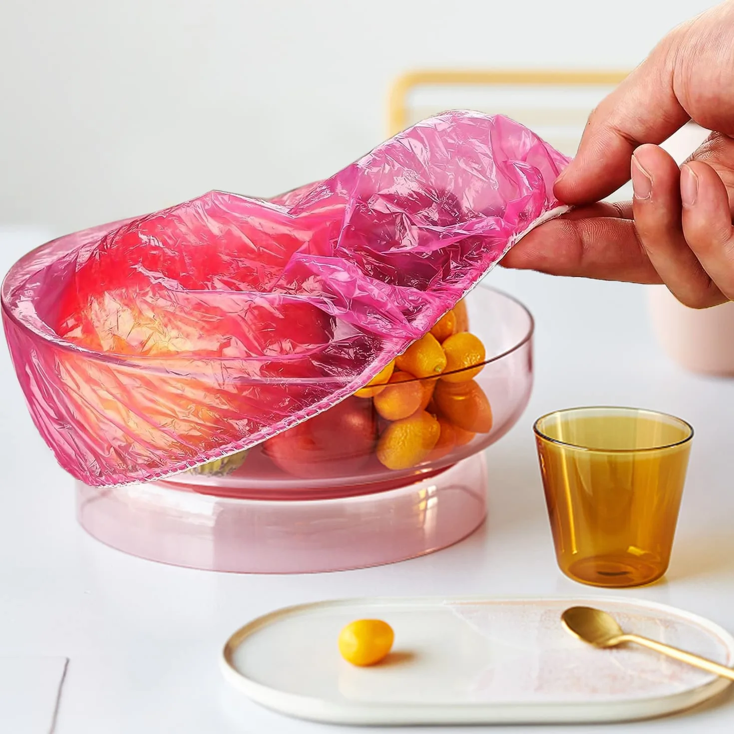 60-częściowe plastikowe pokrywki na miski, duże, średnie i małe miękkie plastikowe pokrywki na owoce i warzywa, aby zapobiec kurzu i zachować świeżość
